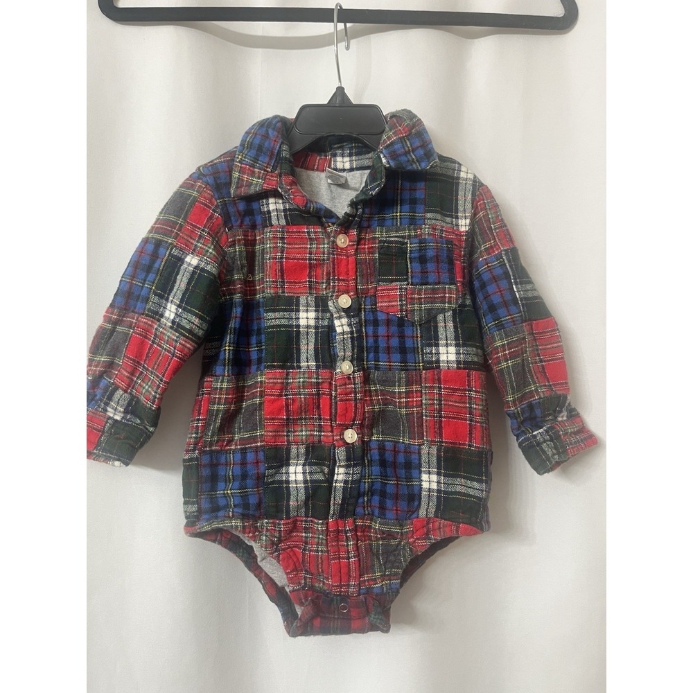BABY GAP Patchwork Plaid Button Down Size 12 To 18 Months Thick Warm E75